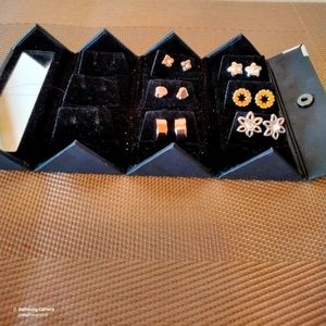 PIERRE CARDIN 6 Pairs of Stud Earrings and a Jewelry Case